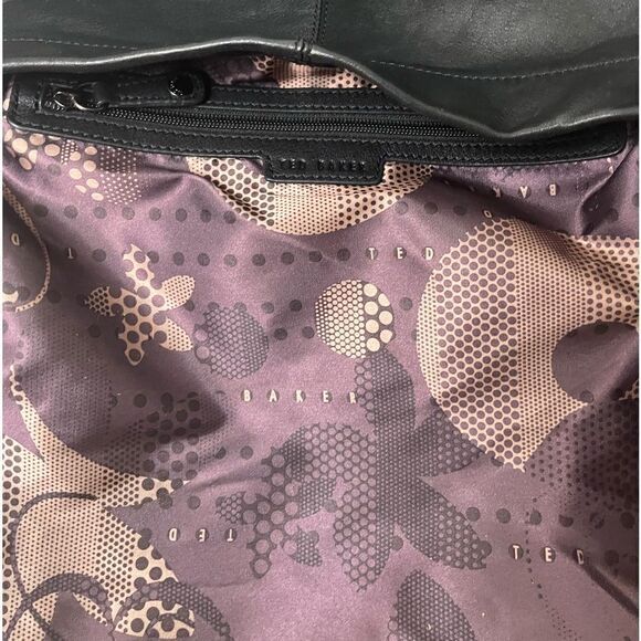 NWOT Lg Ted Baker Blk Leather Hobo w/Braided Interlaced Shoulder Strap w/5" Drop - Picture 9 of 12